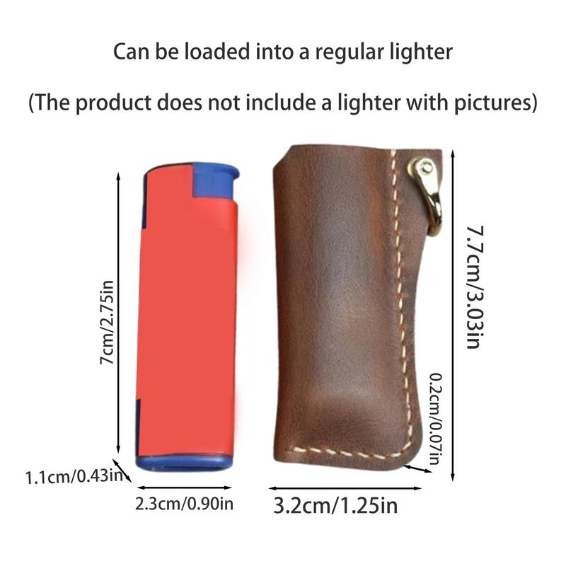 Genuine Cowhide Leather Lighters Case Holder For Cricket Lighters Sleeve Cover Leather Case With Metal Shackles