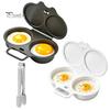 Fast Breakfast Cooking Tool Dual Cavity Microwave Egg Poacher with Lid And Handle, Food Grade Plastic Simple Cooker for Home Steamer, Oil-free