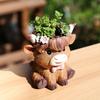 Highland Cow Planter Cute Cartoon Cattle Resin Plant Pot Rustic Animal Flower Pot with Drainage Hole for Outdoor Indoor Backyard Balcony Home Desk
