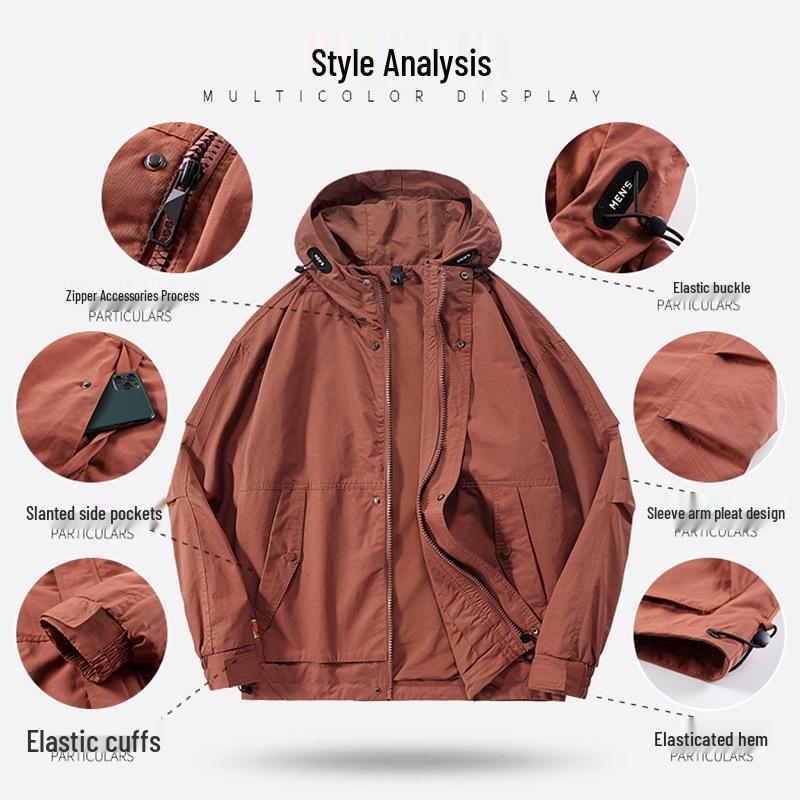 Men's Lightweight Hooded Jacket - Waterproof, Windproof, Breathable & Quick-Drying for Spring/Autumn 