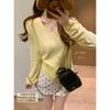 Casual Temperament Collar Loose Long-sleeved Knitted Sweater Women's Autumn New Thin Light Professional Style Inner Top