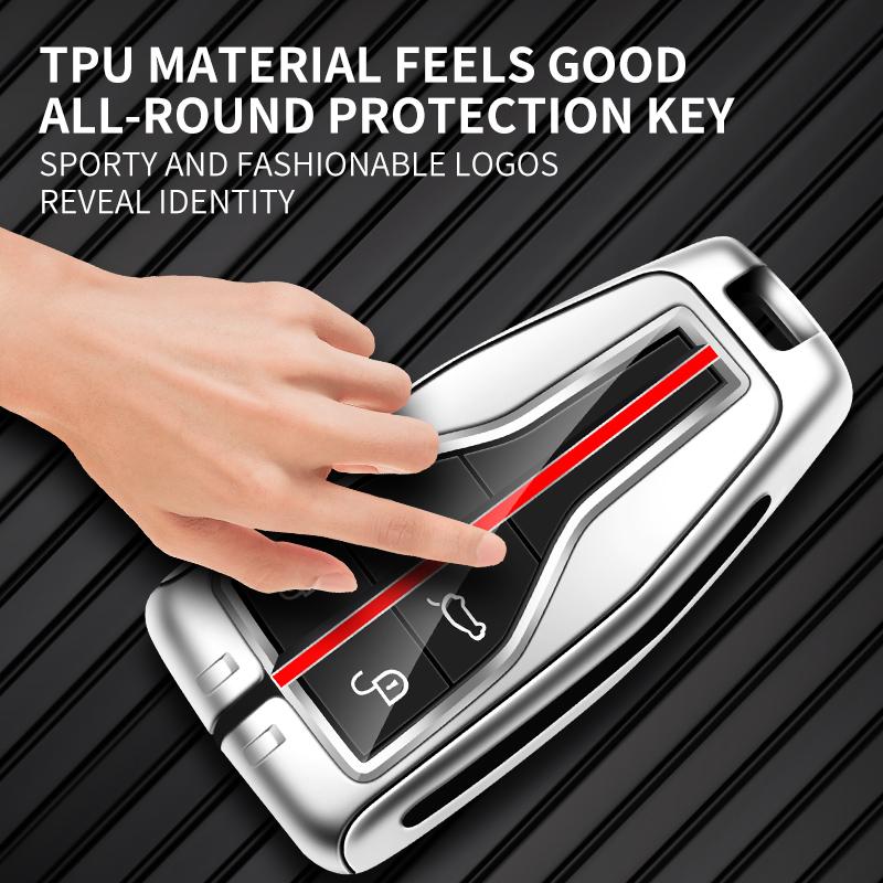 Zinc Alloy Leather Car Key Case Hongqi Hs5 H5 H9 Hs7 H7 L5 Hs3 L9 Keychain Keyless Housing Car Remote Key Protection Case