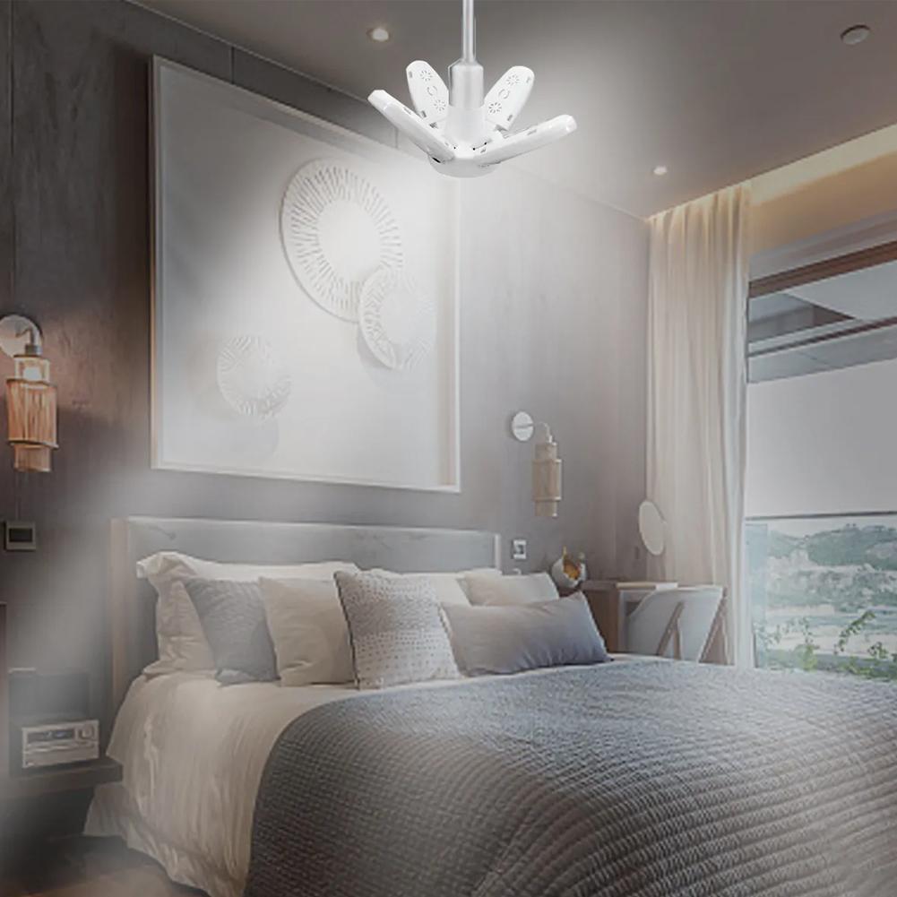 28W E27 LED Bulb Fan Blade Shape Foldable 28W LED Bulb AC220V AC110V Deformation Lampada For Home Warehouse Garage Ceiling Light