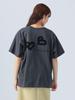 Beams Heart Printed Sasara Size 43080051213 Tee, B-HEART Logo, Embroidery, Women's, Charcoal, M,
