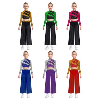 Dievčenský 2-dielny kostým na lyrický tanec Jazzový Latinský výkonný tanečný odev Súprava oblečenia na súčasný tanec