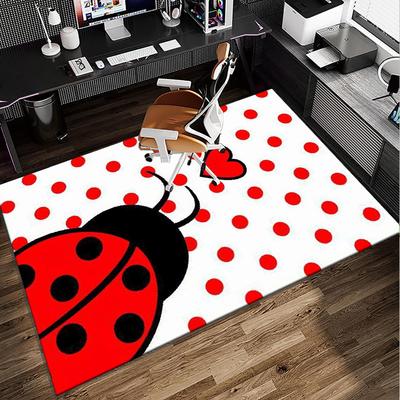 Ladybug Love Heart Pattern Office Rug Chair Mat, Entryway Carpet, Suitable for Front Door, Bedroom, Living Room, Desk, Holiday Gift