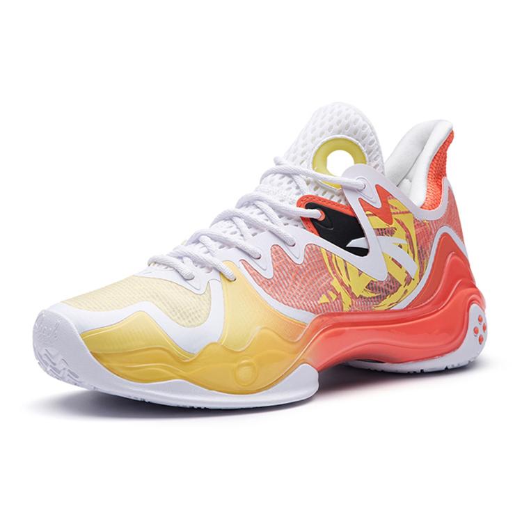 New Anta Shock Wave 4 Anti Slip Wear Resistant Low Top Basketball Shoes Orange Yellow 112231106-3