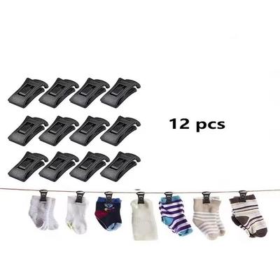 12pcs/ Set Sock Clips For Laundry Portable Strong Clothes Pins Multifunctional Clip Washing Socks Hanger Drying Rack