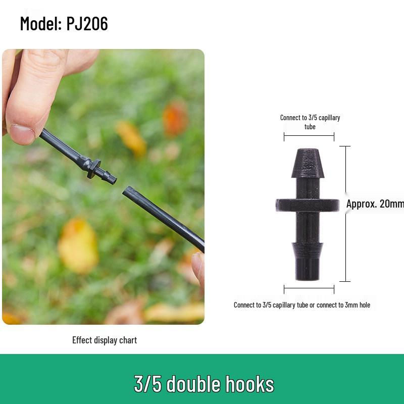 Capillary and Micro-Sprinkler Fittings: Single/Double Hooks, Tee, Straight Connector, Drip Stop, Mountain Bracket, Five-Way, Greenhouse.