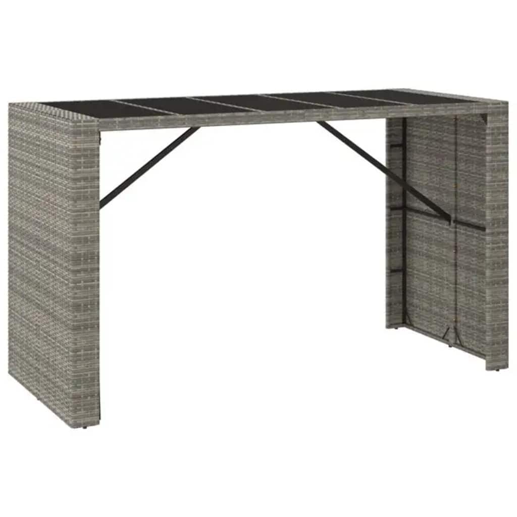 9 Piece Garden Bar Set Grey Poly Rattan