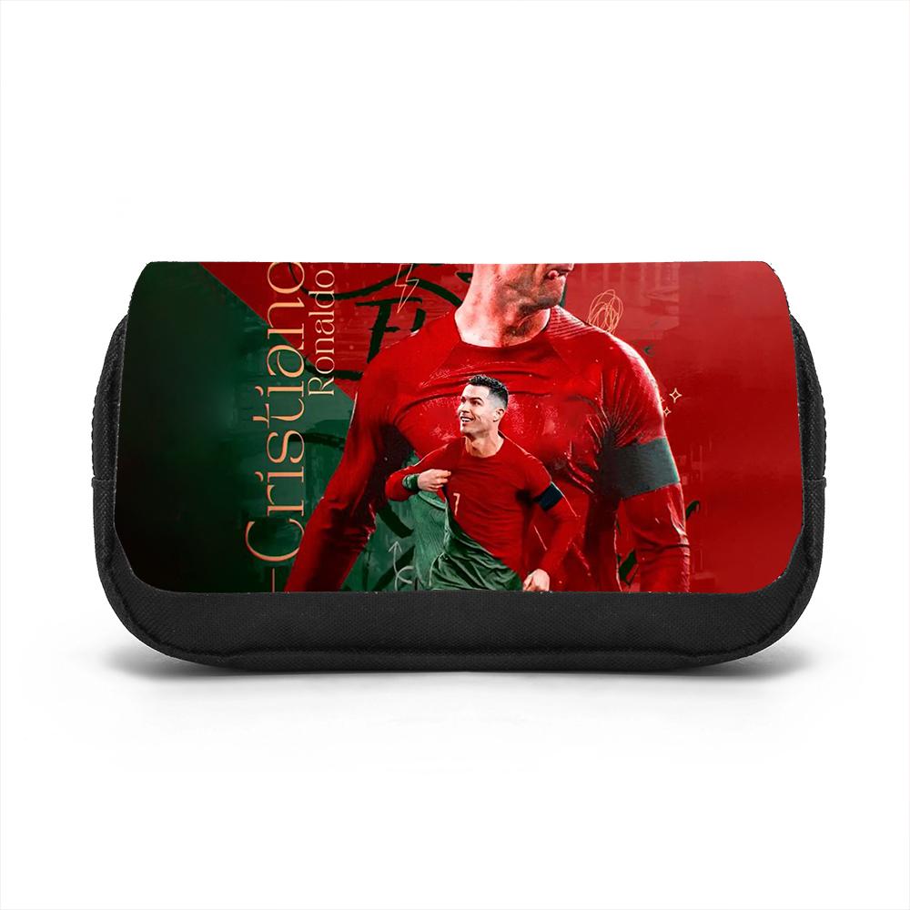 Borsa Organizzatore per Cancelleria di Grande Capacità, Astuccio a Doppia Scomparto Ronaldo, Astuccio per Penne Studenti Stella del Calcio