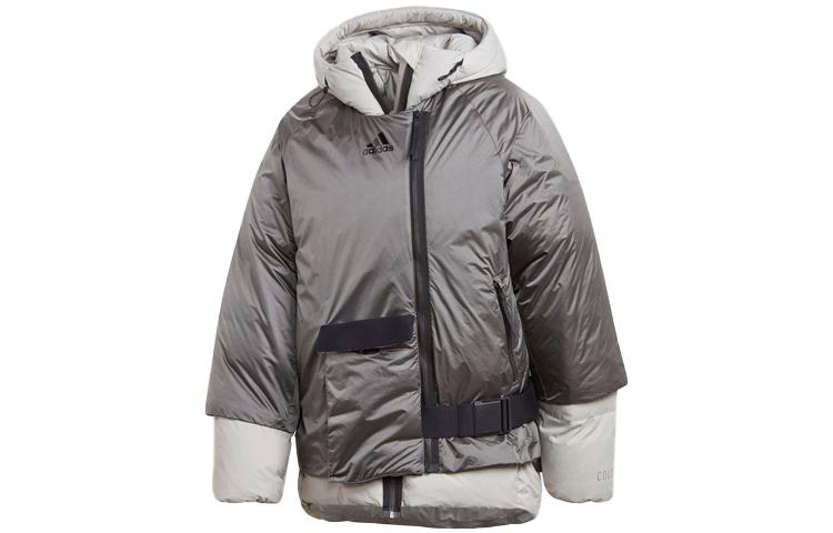 Adidas Down Jackets Women s Metallic Gray Detachable Hood Moderate FT2459 L