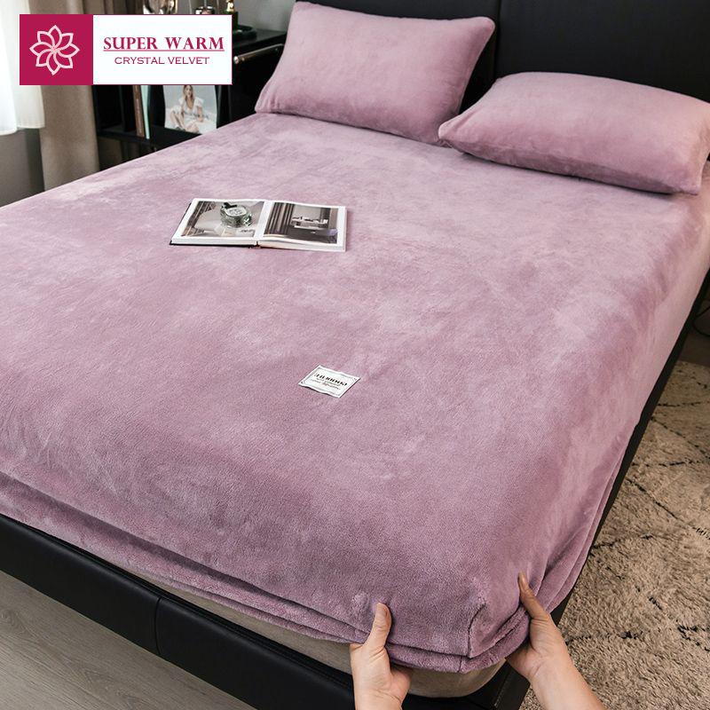 Lenzuolo con angoli in flanella calda con fascia elastica per letto singolo/matrimoniale Coprimaterasso aderente super morbido e caldo Coprimaterasso delicato sulla pelle