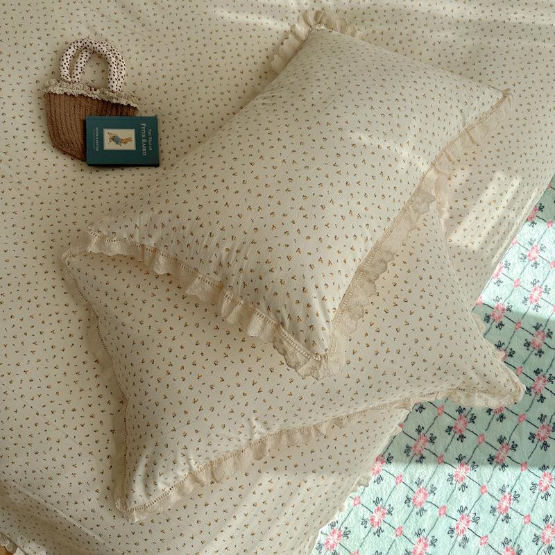 Bedding Set Four-piece Set Princess Wind Seersucker Washed Skin-friendly Breathable Comfortable Bed Sheet Quilt Cover Pillowcase