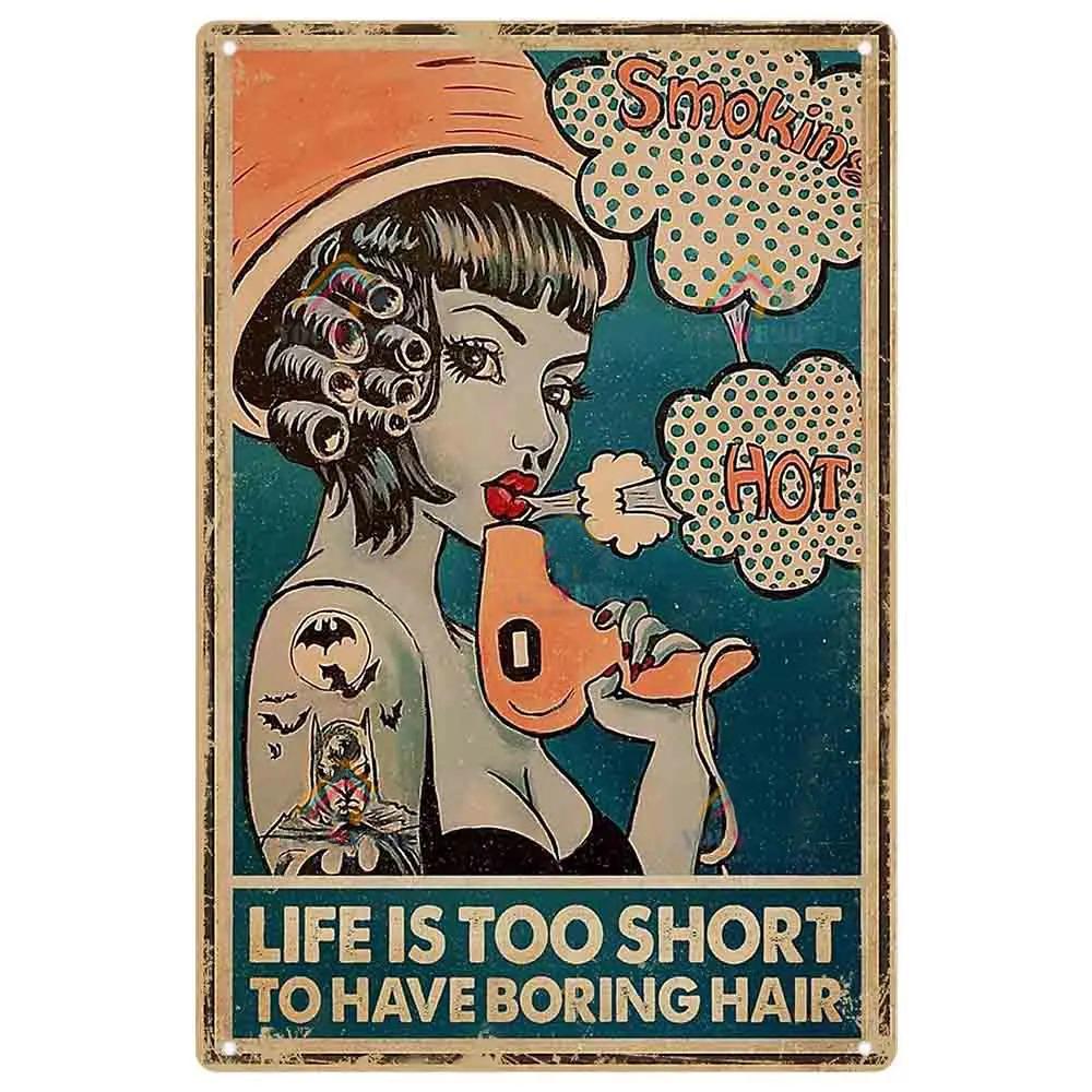 Vintage Kuaför Metal Teneke Tabelalar Kuaför Metal Posterleri Berber Dükkanı Güzellik Salonu Ev Kahve için