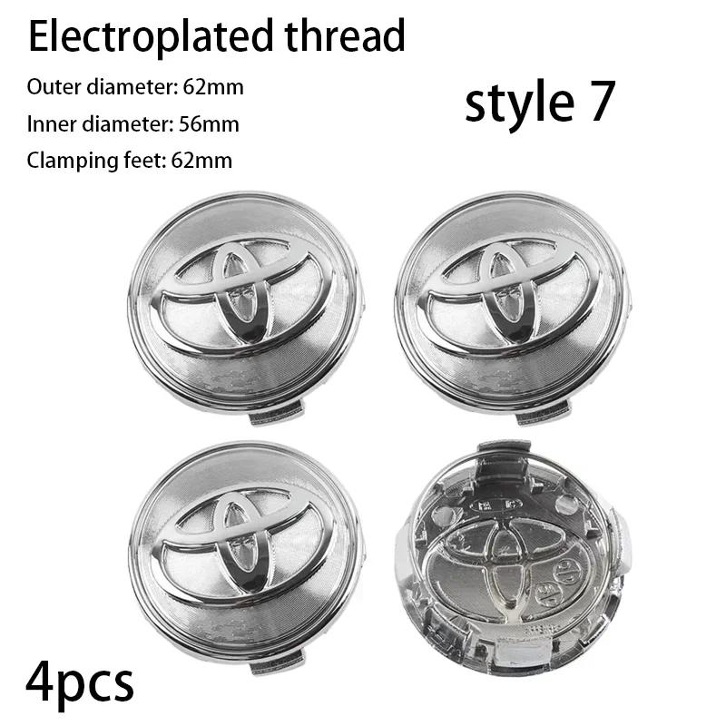 4pcs 57+62mm Car Wheel Center Cap Logo Hub Cover Badge Emblem For Toyota Corolla Yaris CHR Rav4 Auris Avensis Camry Land Cruiser