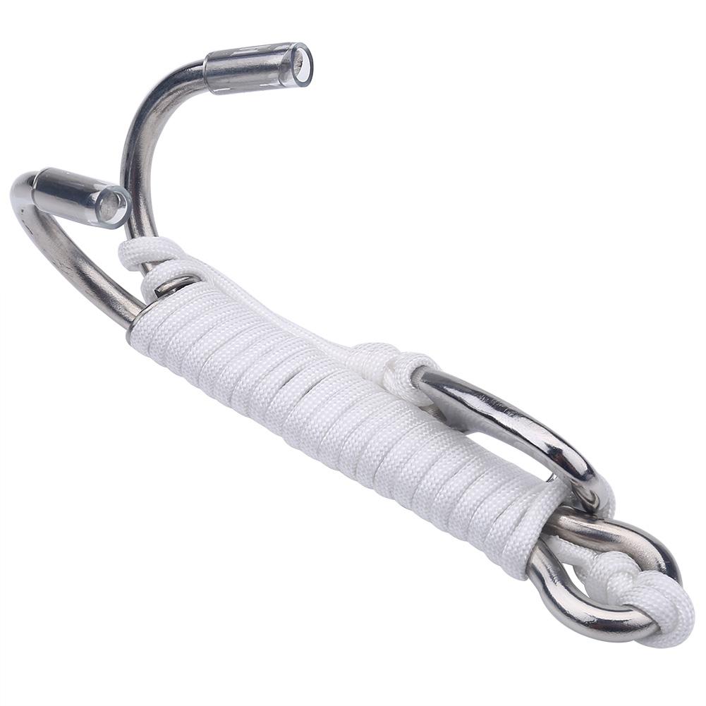 Scuba Diving Double Dual Stainless Steel Reef Drift Hook with Line for Cave Dive (White)