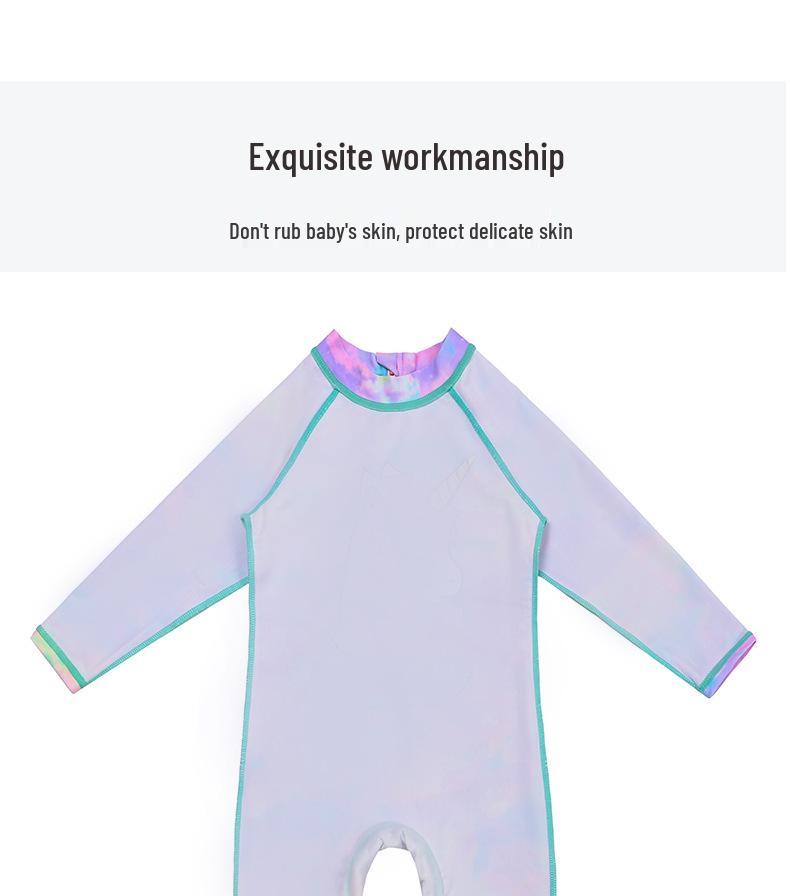Girls' Unicorn Long-Sleeve Swimsuit with Swim Cap - Sun Protection Surf Suit