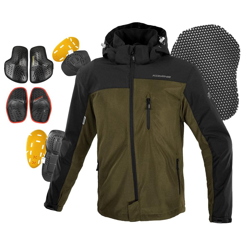 KOMINE Motorcycle Jacket Protective Mesh Parka Size S JK-1143 07-1143 Men's Black,