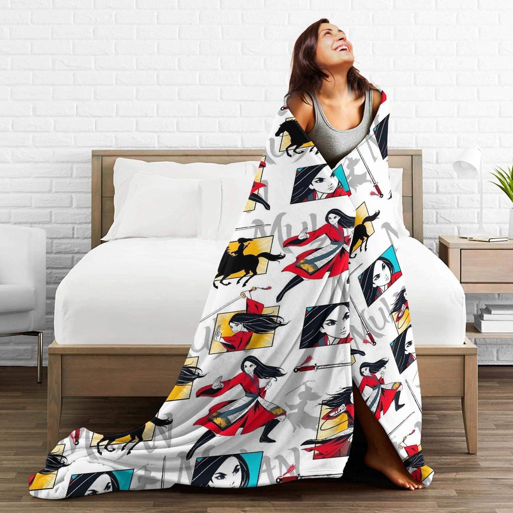 Mulan Mushu Flannel Blanket Winter Super Warm Bedding Throws for Kids Home Decor Graphic Bedspread Sofa Bed Cover
