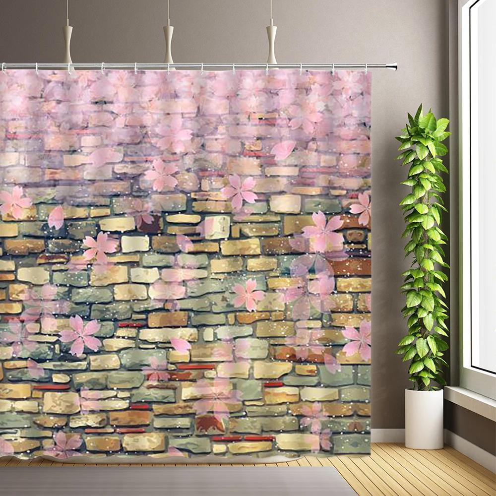 Flowers Plant Vine Pattern Shower Curtains Waterproof Polyester Fabric Bathroom Decor Curtain Multi-Size Home Bath Screens
