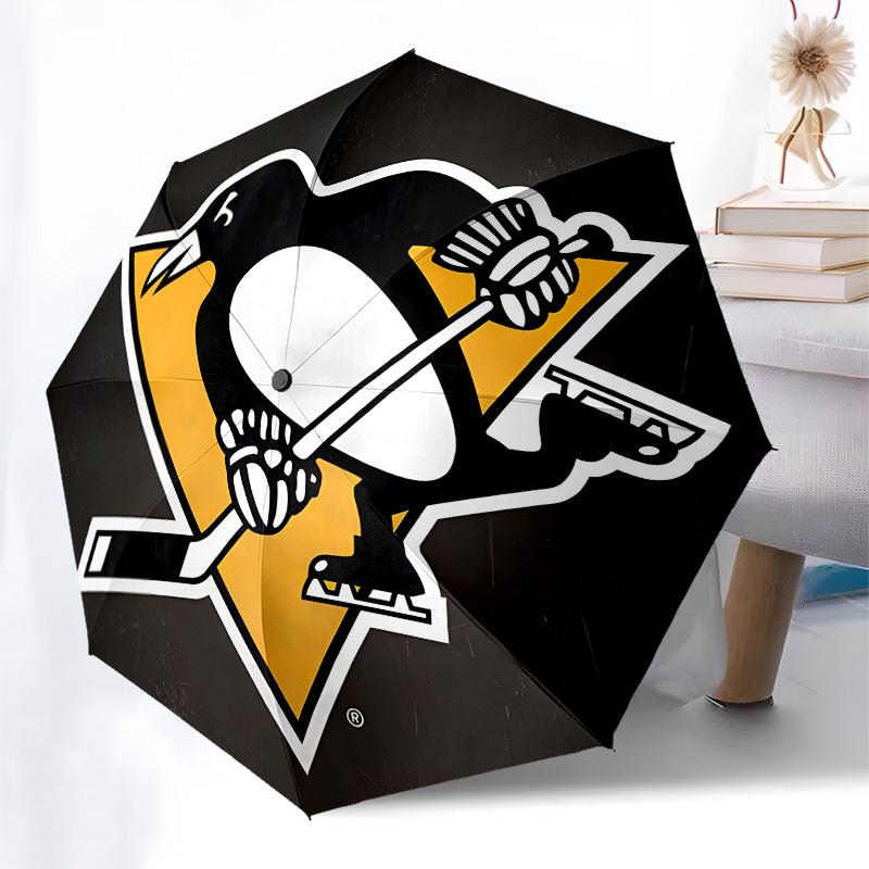 Pinguine Hockey Automatisches Öffnen und Schließen, 8 Rippen Struktur Tragbarer Regenschirm, Geeignet für Männer und Frauen in Allen Jahreszeiten Perfektes Geschenk fo