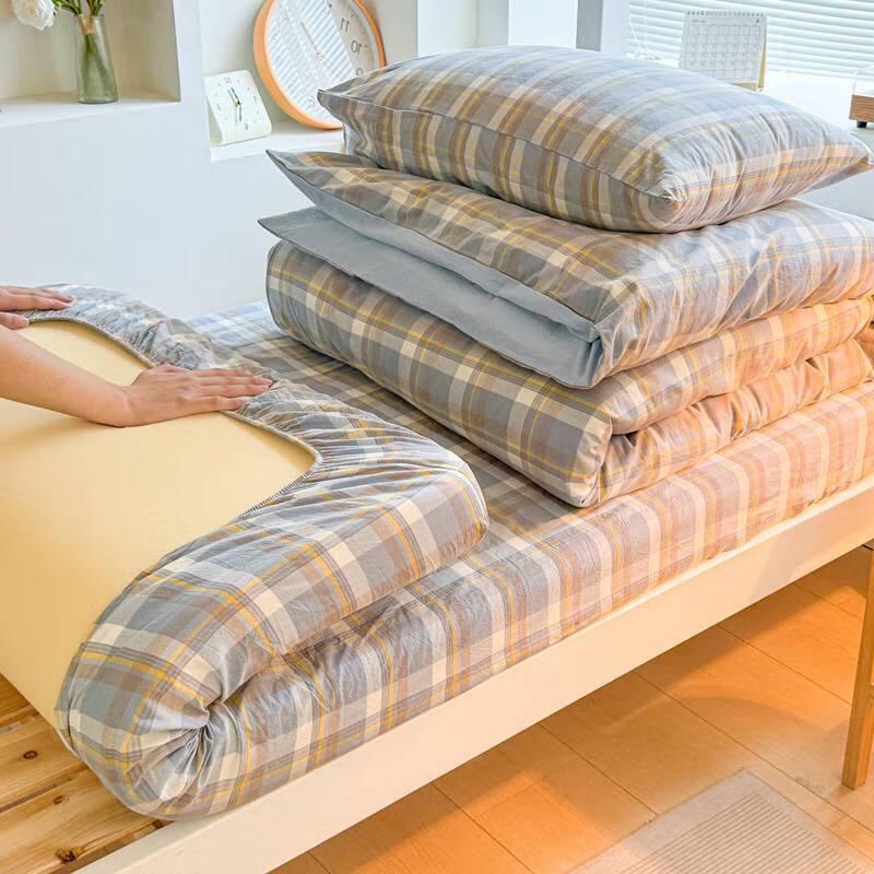 Jinxia A-Grade Washed Cotton Fitted Sheet 3-Piece Set