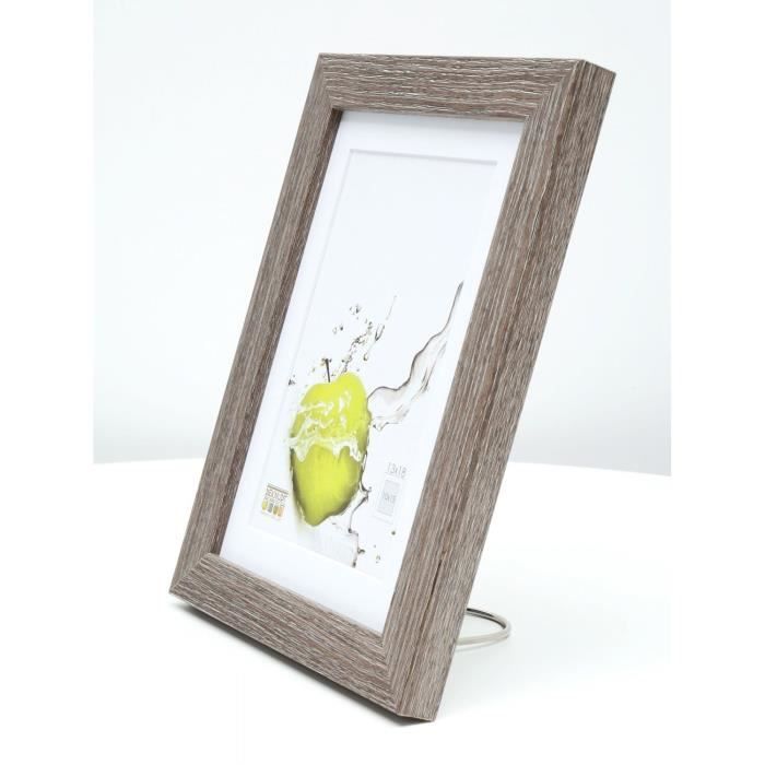 Cadre Photo - DEKNUDT - S66K - Chêne Gris - 13x18 cm - Passe-partout 10x15 cm