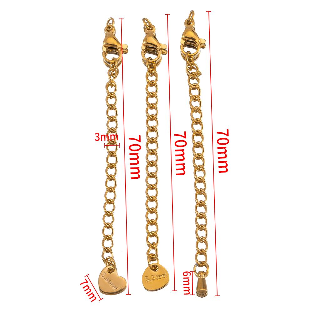 5pcs Stainless Steel Extension Golden Tail Chain Lobster Clasp Connector Extended Chain for Bracelet Necklace DIY Jewelry Making