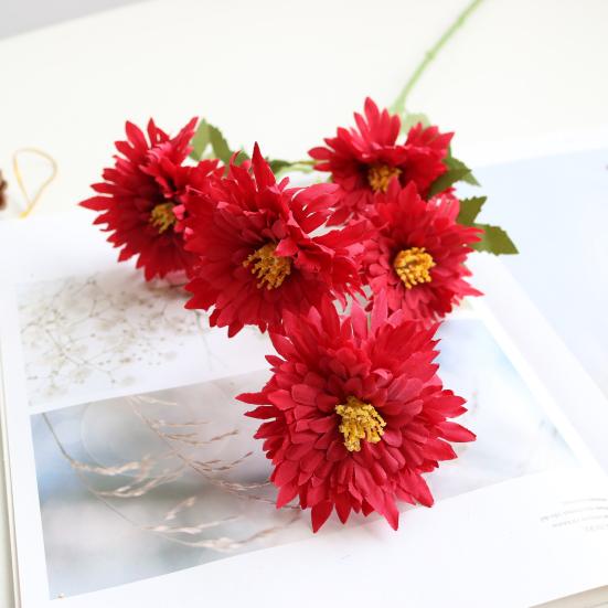 5 Heads Artificial Flower High Simulation Silk Material Realistic Texture Lifelike Bellis Perennis