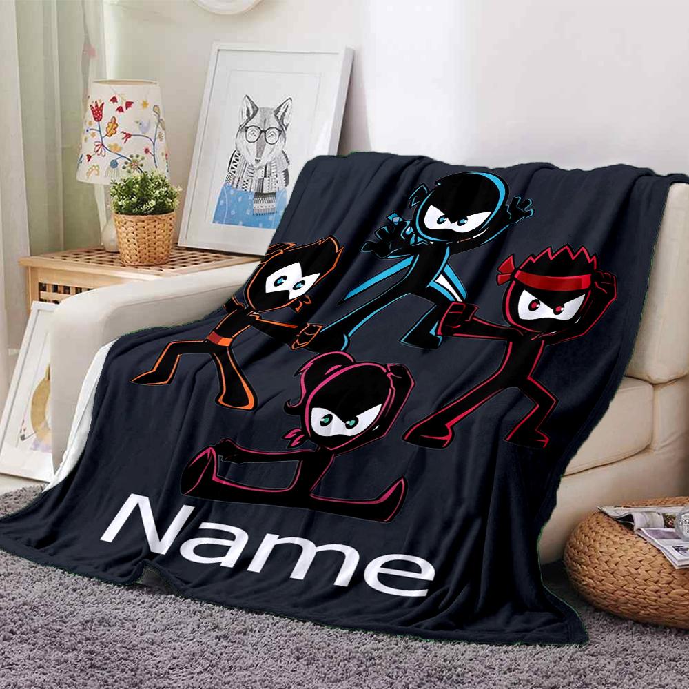 Custom Name Ninja Kidz Theme Printed Blanket - Perfect for Couch, Bed, Travel & Outdoor Use | Machine Washable, Cozy & Durable.