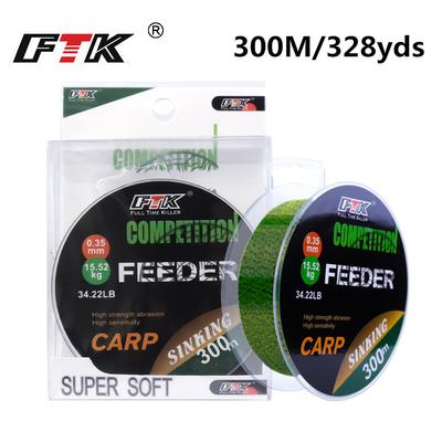 FTK 300M/ 328yds Fluorocarbon Coating Fishing Line 0.14mm-0.50mm 15.35LB-44.75LB Carbon Fiber Leader Line Fishing Lure Wire Wire Sinking Line Japan
