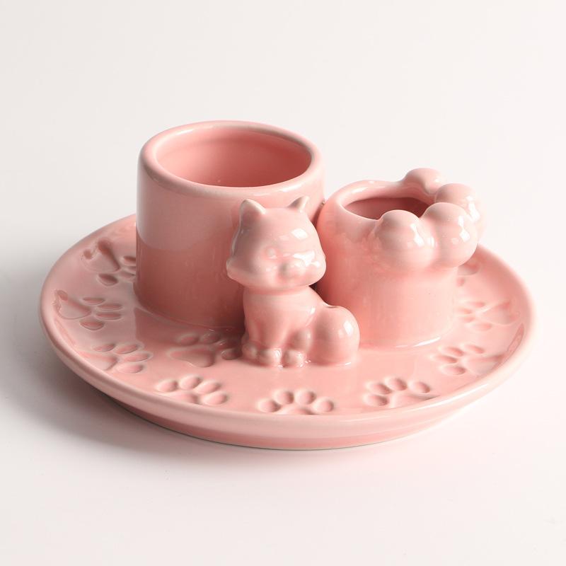 Ceramic Incense Burner Cat Tray Candle HolderPalo Santo Smudge Bowl Aromatherapy Decor Incense Burner for Meditation Room Decor