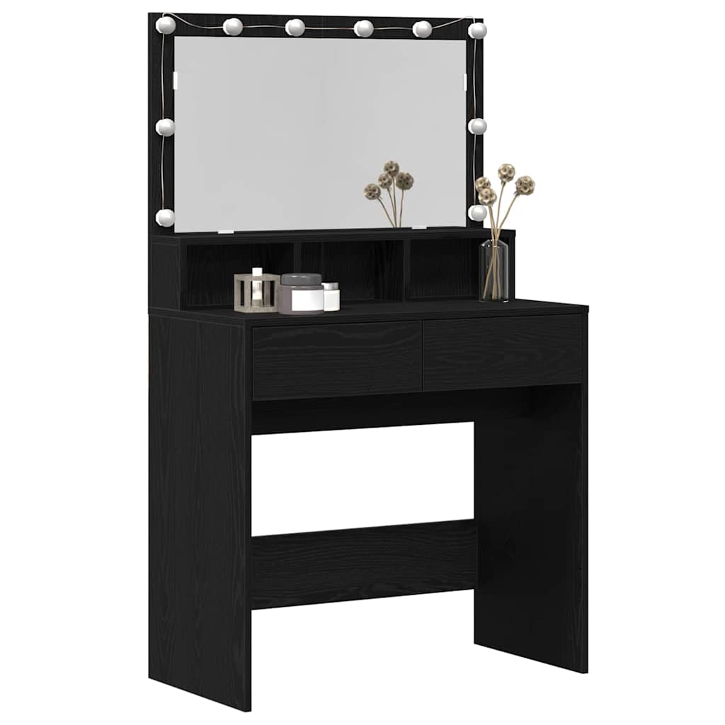 Makeup Table with Shelf Black Oak Effect 80 x 41 x 134.5 cm