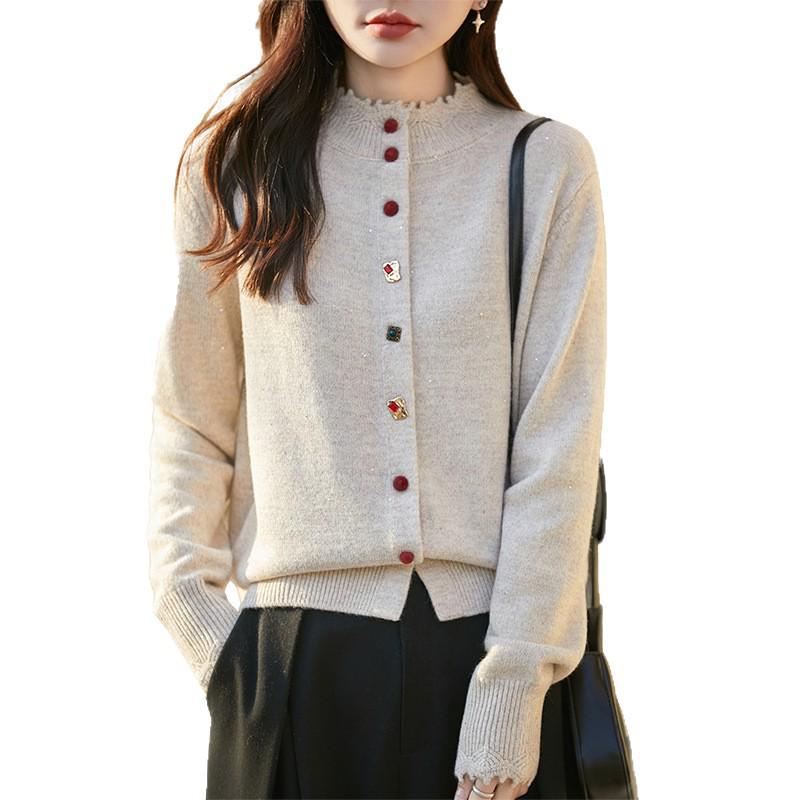 2026 Colorful Women's Slimming Knit Button Cardigan, Plus Size Autumn/Winter Sweater Coat