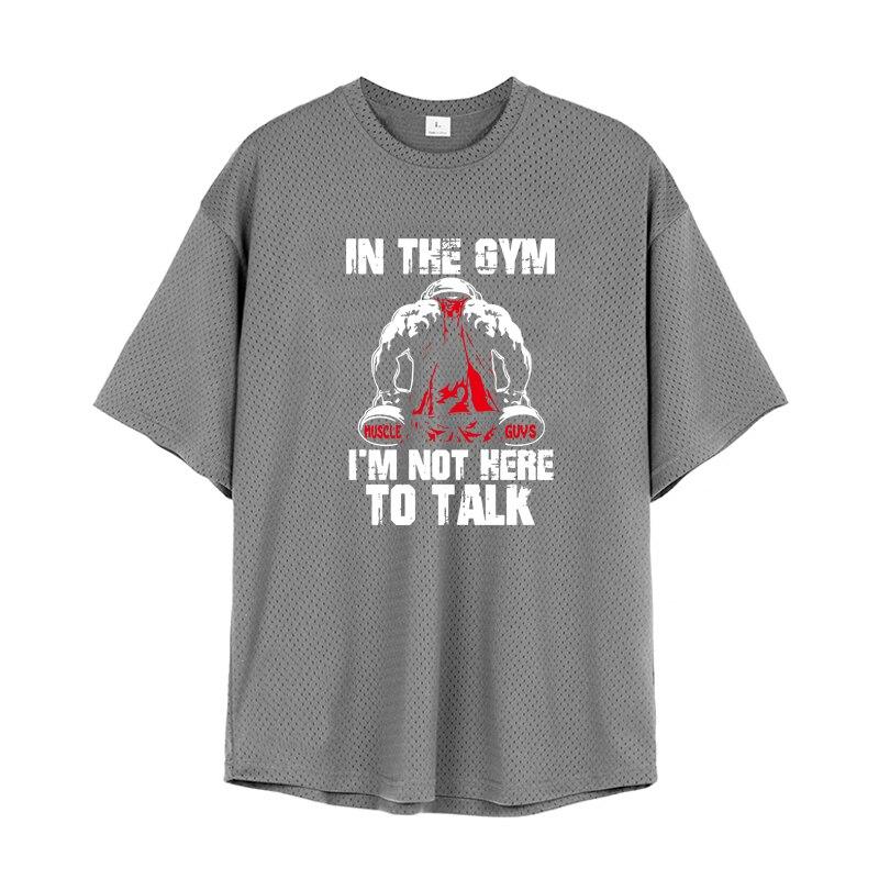Muscleguys Summer Sports Breathable Short-sleeved O-neck T-shirt Men's Thin Mesh Quick-drying Fitness Bodybuiling Polyester Tees