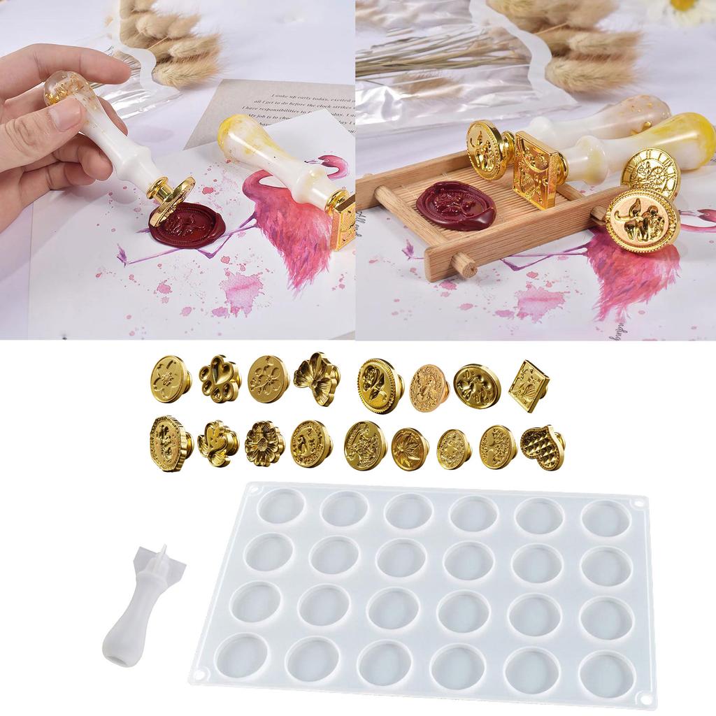 Gjør-det-selv krystallepoksyforseglingshåndtak Silikonform Creative Retro Fire Paint Seal Konvoluttforsegling Stempelmatte Stempelhode