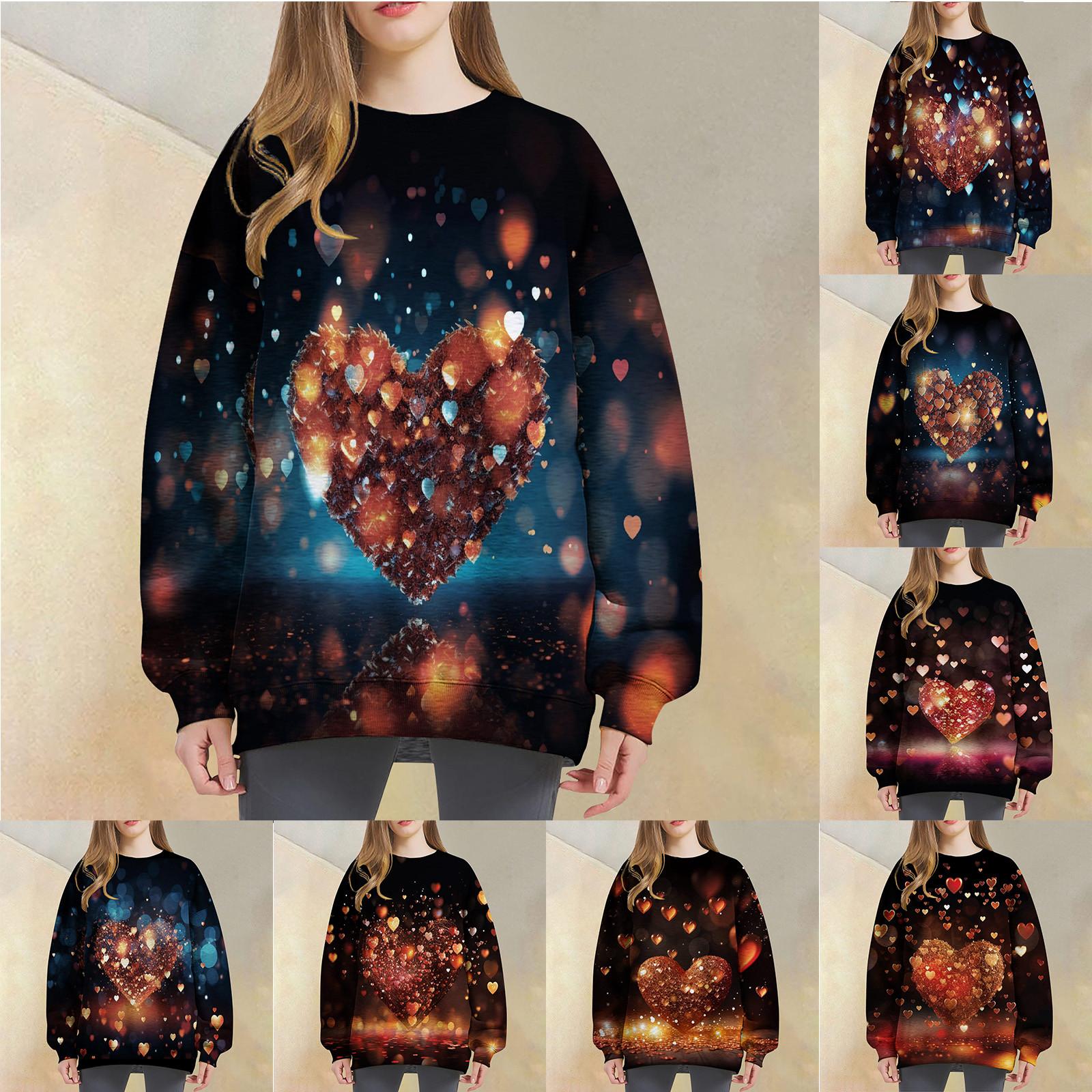 

Женский модный плюшевый пуловер с круглым вырезом и длинными рукавами с принтом Love