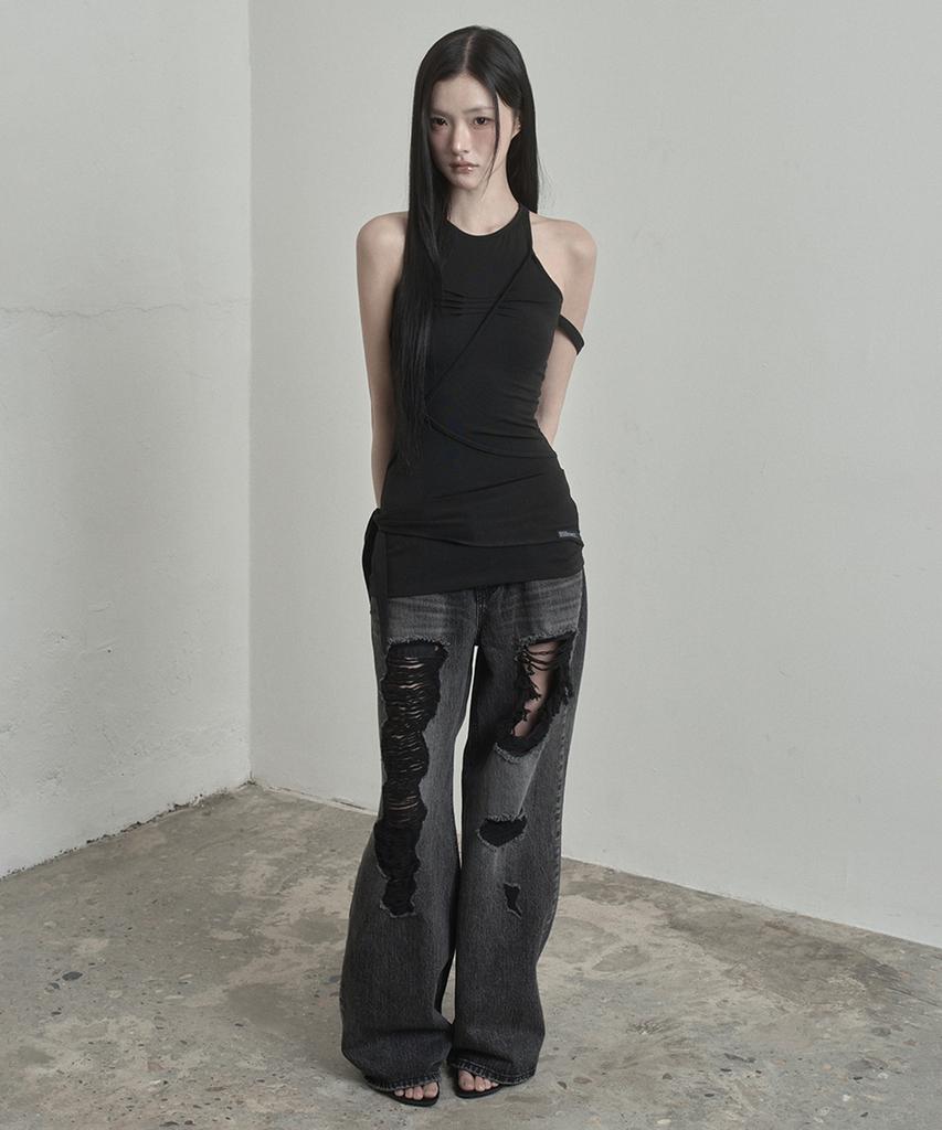 Inegi Contour Cross Strap Top (Black)