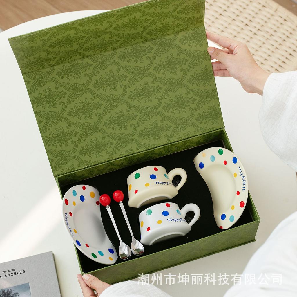 Nordic Style Coffee Cup with Spoon Cup and Saucer High Value Creative Ceramic Cup Office Water Cup Girls Souvenir