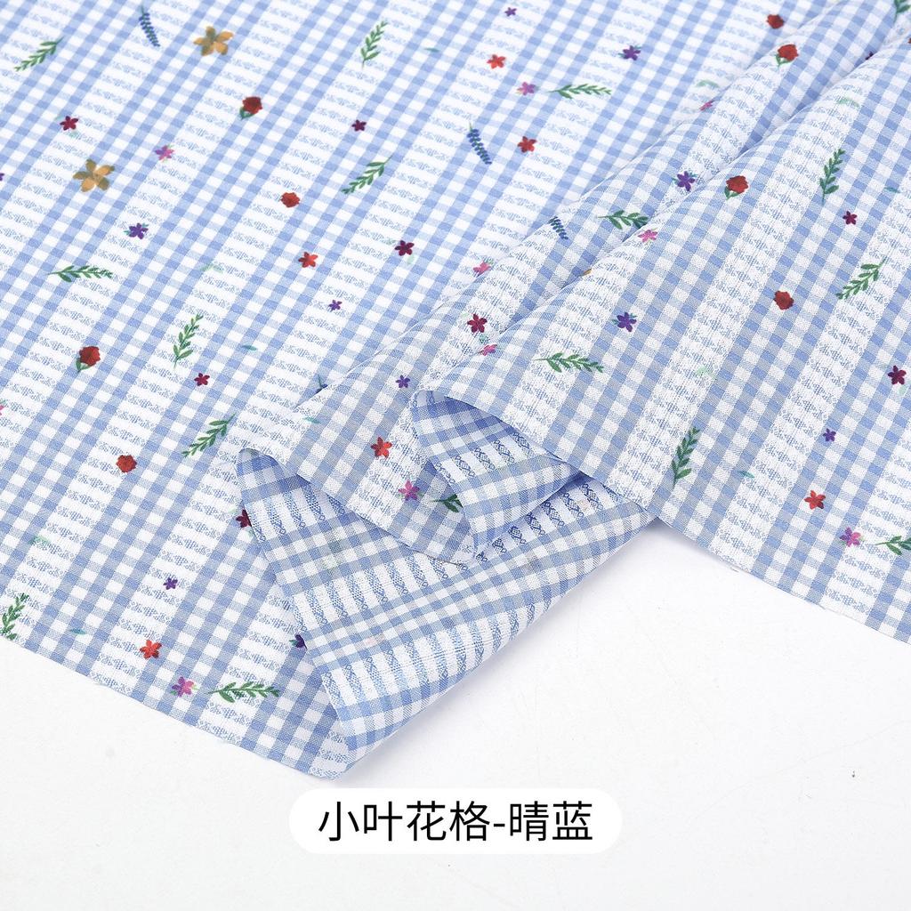 0.5m/1m/2m Grid Floral Printed Jacquard Fabric for Scene Decoration Dresses Curtains Tablecloths Handmade DIY Sewing Fabrics