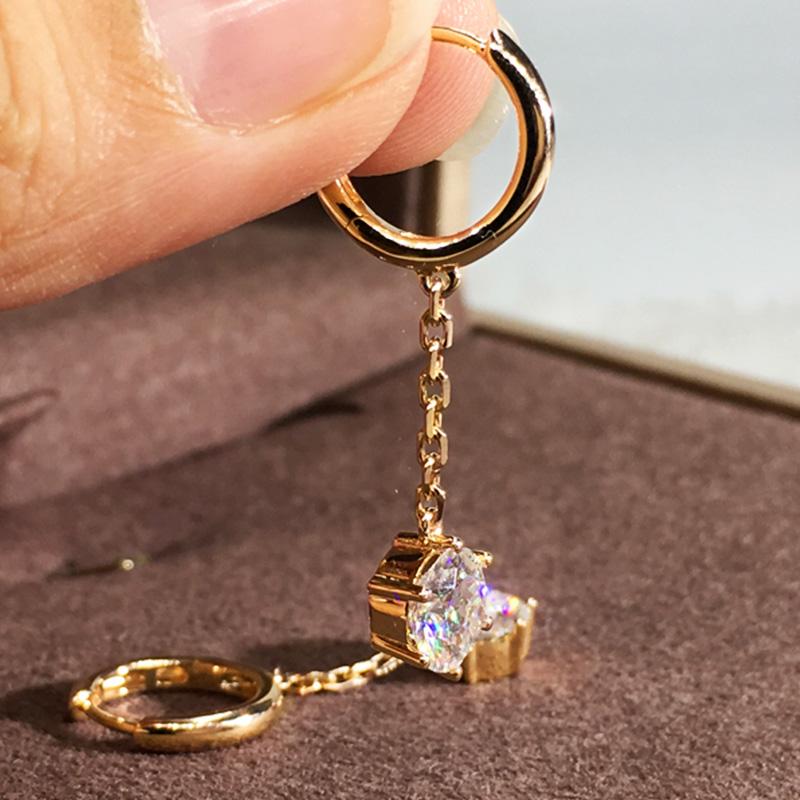 Huitan Fashion Chain Dangle Earrings with 6 Claw Cubic Zirconia for Women Newly Designed Wedding Engagement Jewelry