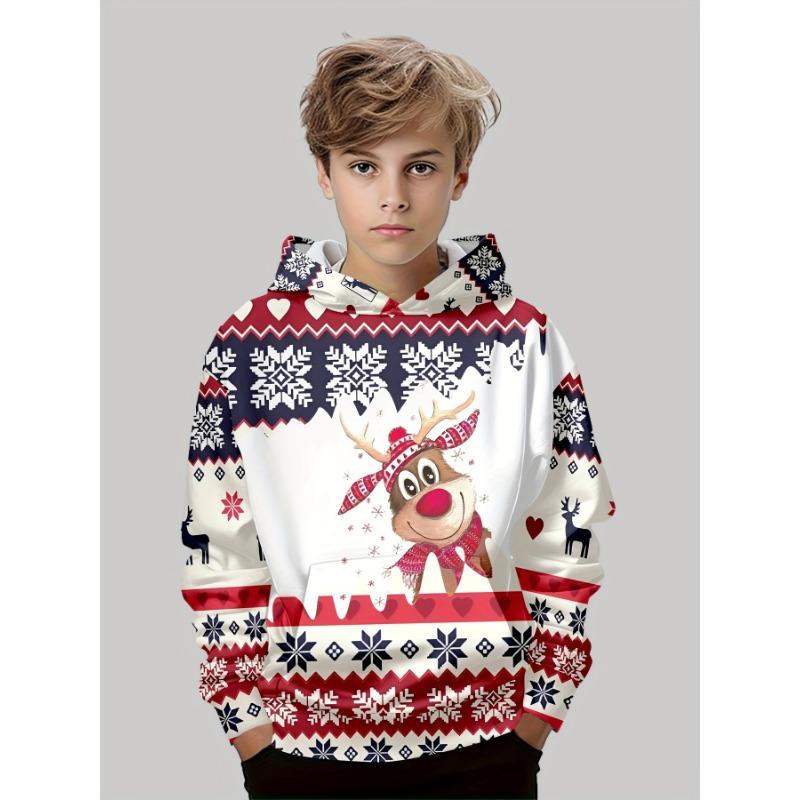 

Men s Christmas Graphic Hoodie Cartoon Santa Claus Pattern Loose Casual Comfortable Clothes Harajuku Style Kids Pullover 100