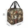 Adorable Rabbit Cute Bunnies Vintage Insulated Lunch Bag for Women Children Portable Food Boxes Thermal Lunch Box Tote