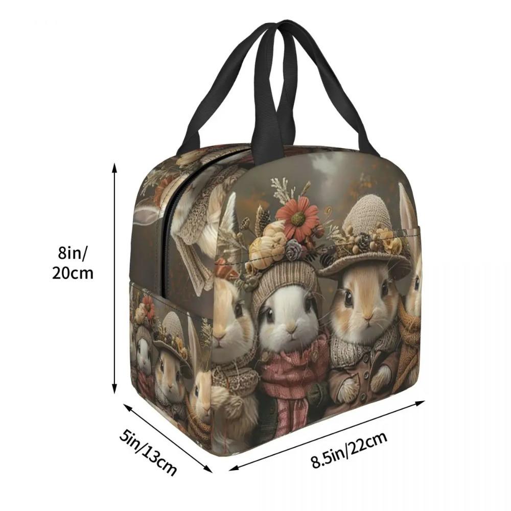 Adorable Rabbit Cute Bunnies Vintage Insulated Lunch Bag for Women Children Portable Food Boxes Thermal Lunch Box Tote