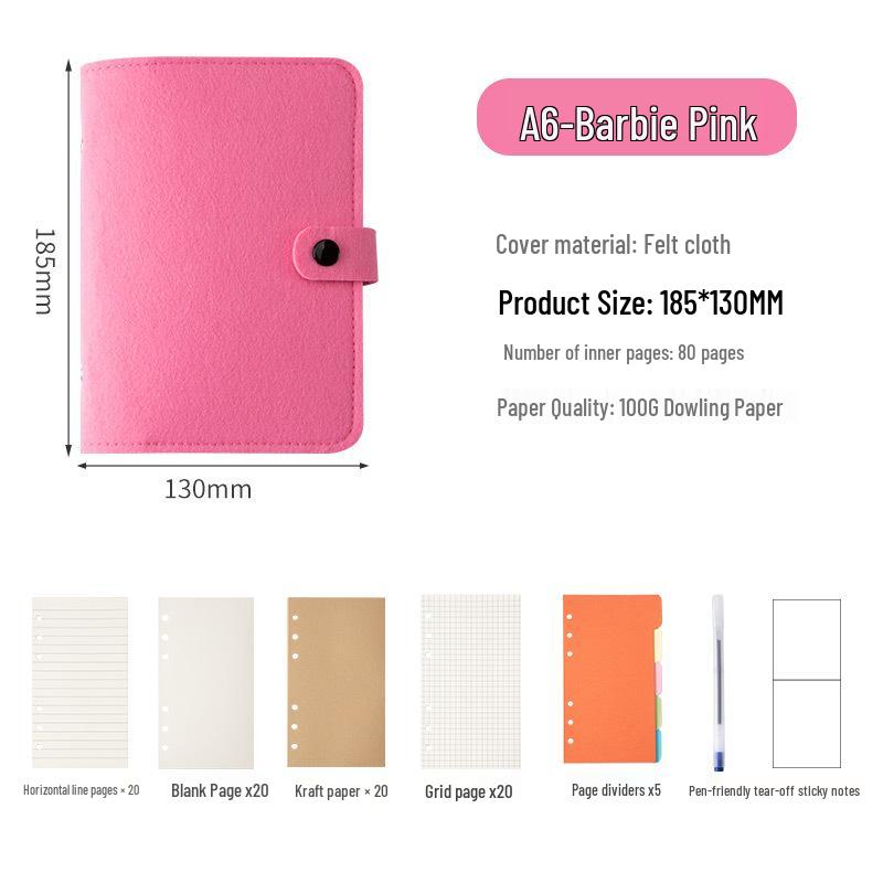 Available: A5/A6 Felt Loose-Leaf Notebook - Retro Original Planner with Buckle, Simple Stylish Stationery.