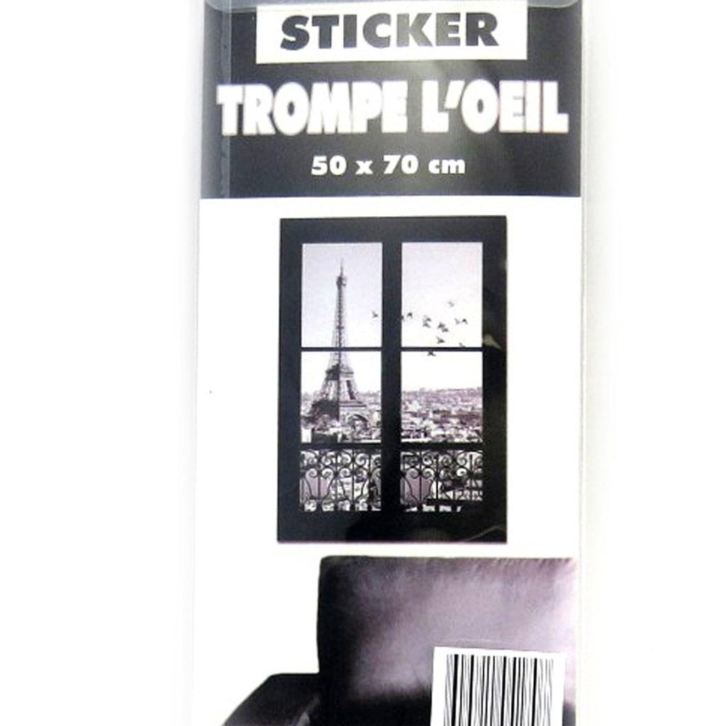 Les Trésors De Lily [M9128] - Trompe L'oeil Sticker 'View of the Eiffel Tower' (50x70 Cm)