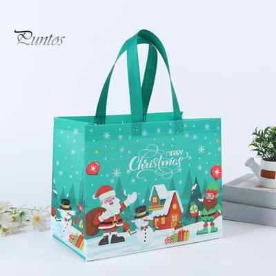 Vianočná darčeková taška Santa Claus Snehuliak Dizajn Veľkokapacitná netkaná textília s dvojitou rukoväťou Cukríky Darčekové balenie