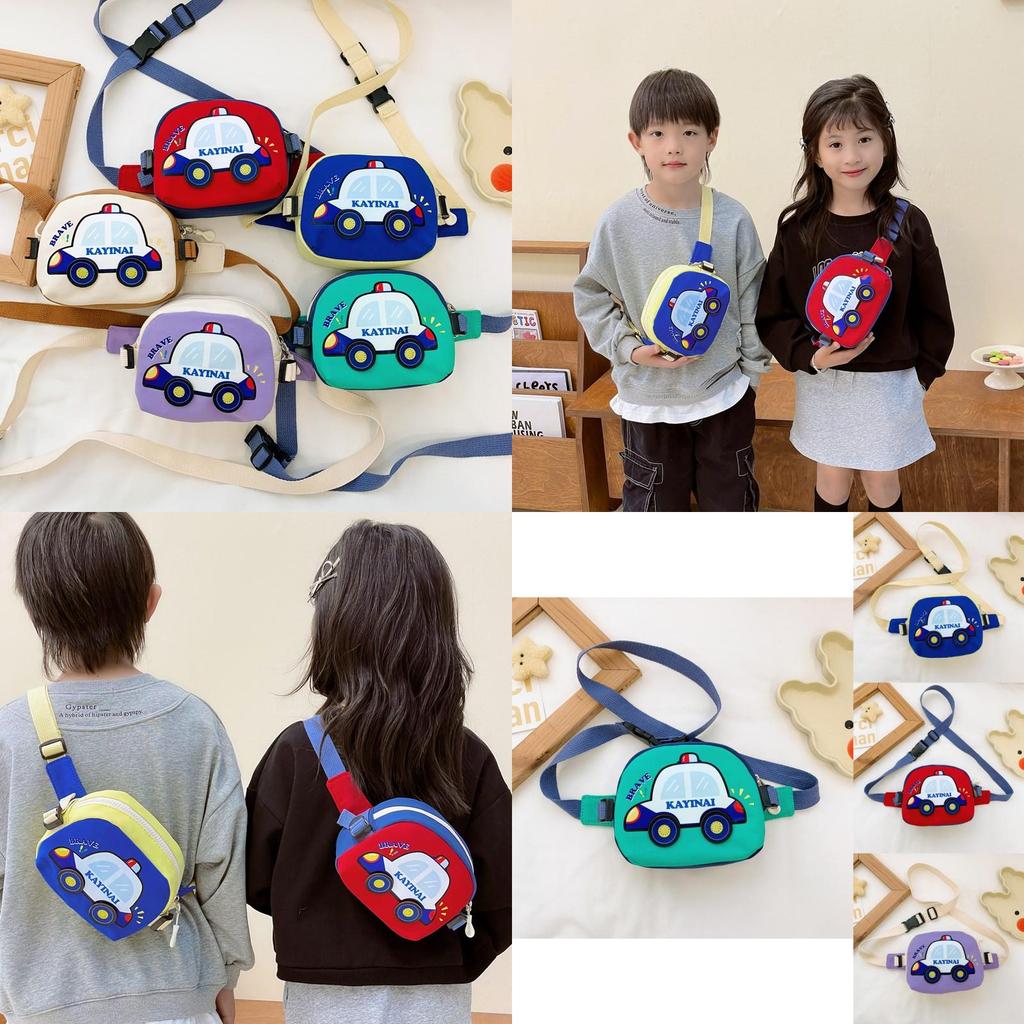 Stylish Kids Shoulder Bag With Cartoon Car Print Lightweight Versatile Design For Boys And Girls
