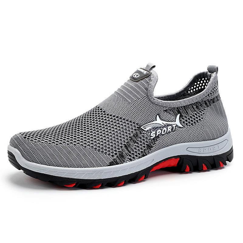 Shark mesh shoes men's outdoor lightweight hiking shoes large size breathable platform shoes one pedal single shoes men